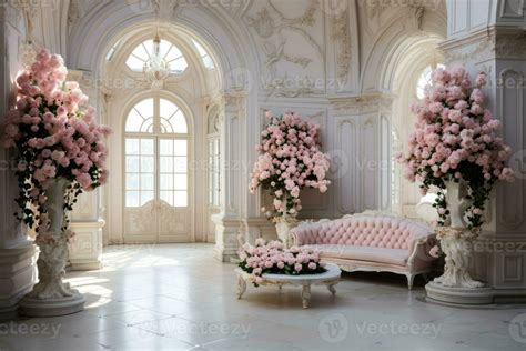 Exquisite palace interior design featuring elegant pink rose ...