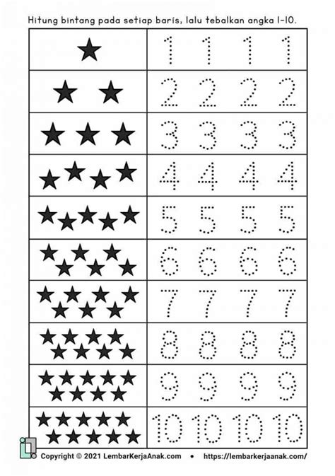 Lembar Kerja Paud Mengenal Angka Angka Menebalkan Tk Lembar Paud