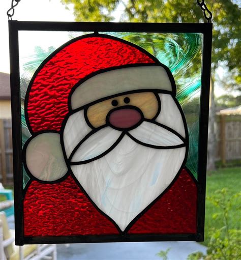 Stained Glass Santa Etsy