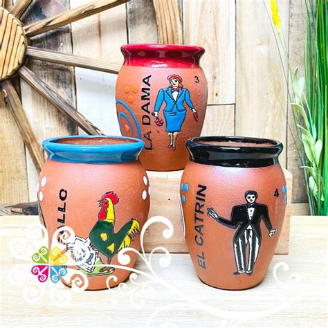 Single Loteria Mexican Cup Cantarito Clay Cup Jarrito Cup Loteria