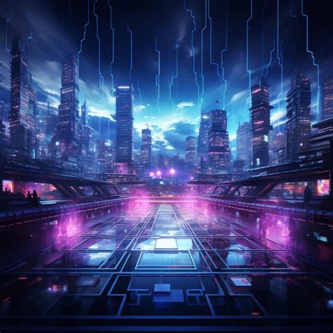 Premium Ai Image Futuristic Cityscape With Neon Lights And A