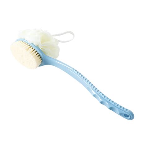 Shower Body Brush With Bristles And Loofah Back Scrubber Bath Mesh