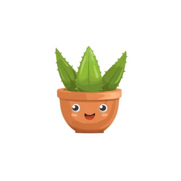 Kawaii Cute Aloe Vera In Brown Clay Pot Cartoon Emoji Seamless Pattern