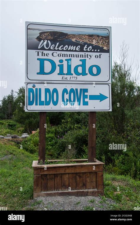 Welcome To The Community Of Dildo Sign On Nl In Newfoundland Labrador Canada Stock Photo