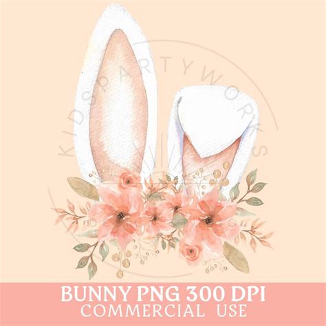 Bunny PNG Coquette Easter Bunny Ears Blush Spring Flowers Aesthetic