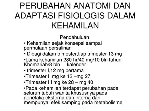 Perubahan Fisiologi Kehamilan