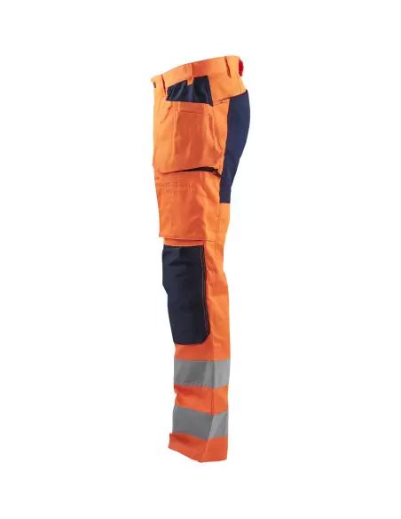 Pantalon Artisan Haute Visibilit Stretch Orange Fluo Marine