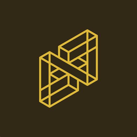 Initial letter n block golden geometric logo 21336843 Vector Art at ...