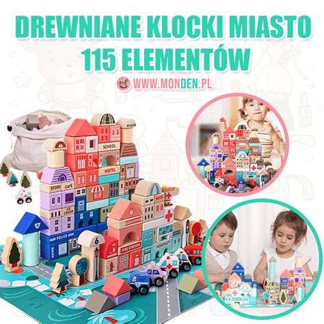 Drewniane Klocki Miasto Element W Mata Woreczek