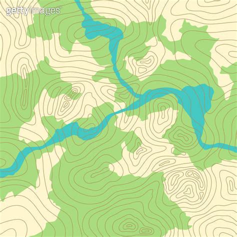 Vector illustration of topographic map with forest and streams 이미지