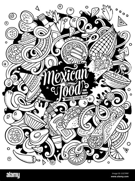 Comida mexicana dibujo de fideos vectoriales dibujados a mano Diseño