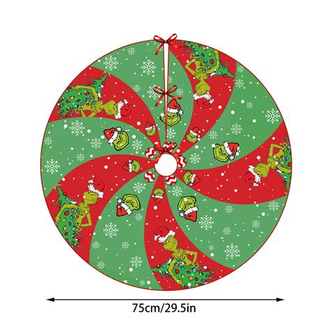 29.5 INCH Grinch Christmas Tree Skirt, Red & Green Merry Christmas Tree Skirt Collar Colorful ...