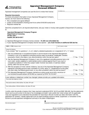 Fillable Online Dol Wa Appraisal Management Company Renewal Affidavit