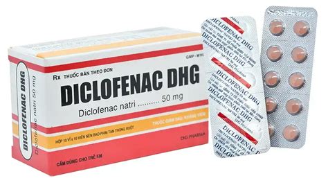 Thuốc giảm đau, kháng viêm DICLOFENAC DHG hộp 10 vỉ x 10 viên