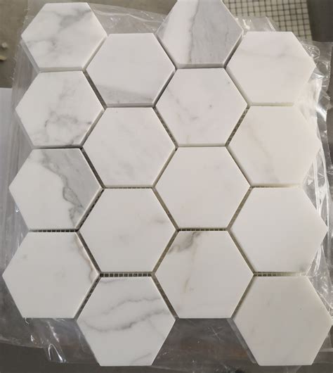 Supply Polished Italian Carrara White Marble Hexagon Mosaic Tiles