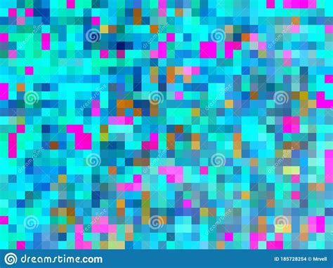 Geometric Square Pixel Pattern Abstract In Blue Green Pink Stock Illustration Illustration Of