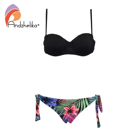 Andzhelika Sexy Micro Bikini Women Solid Push Up Bikinis Set Two Pieces