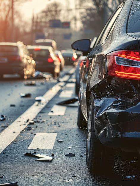 Premium Photo A Car After An Accident On The Road A Damaged Crashed