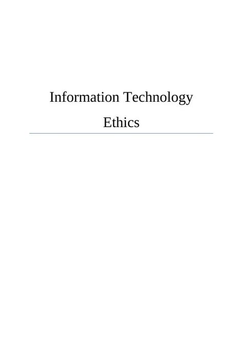 Information Technology Ethics Assignment 2022