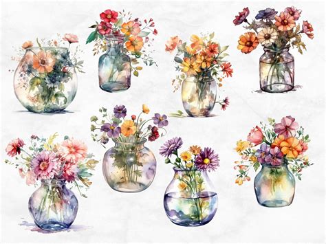 Mason Jar Flower Svg Spring Vase Clip Art Flowers In Jar Etsy