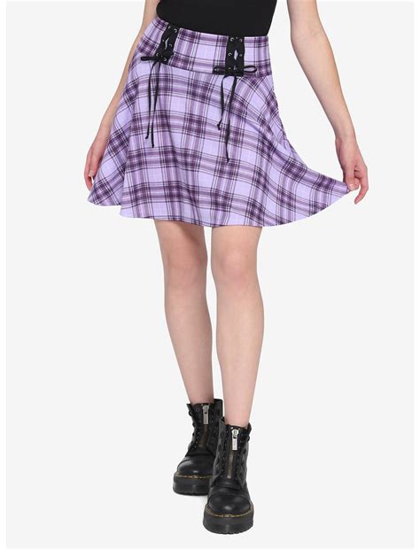 Purple Plaid Multi Lace Up Yoke Skirt Hot Topic