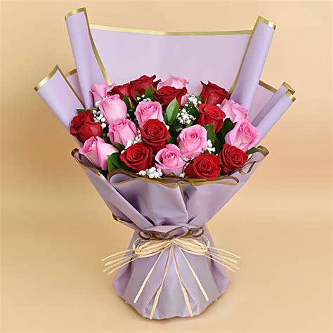 Love Expressions Pink And Red Roses Bouquet Qatar Gift Love