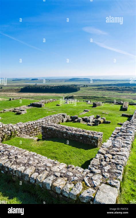 Housesteads Roman Fort At Hadrians Wall Northumberland England Uk