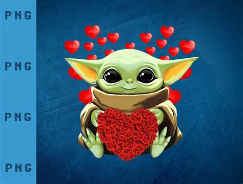 Valentine Baby Yoda Png Yoda Heart Clipart Valentines Gift Etsy