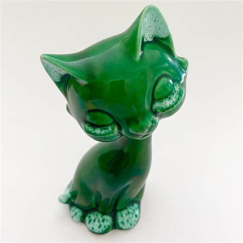 Rare, Green Cat Fosters Studio Pottery Cornwall England - Etsy