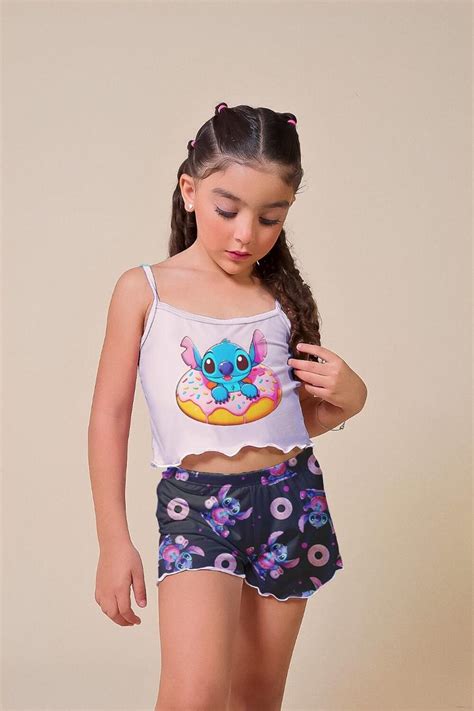 Pijama Bloguerinha Slim Ki Preto Donnouts Imp Rio Lingerie