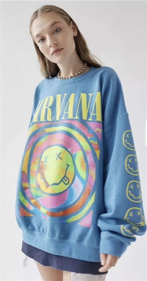 Nirvana Smiley Face Sweatshirt Sweatshirts Nirvana Sweatshirt