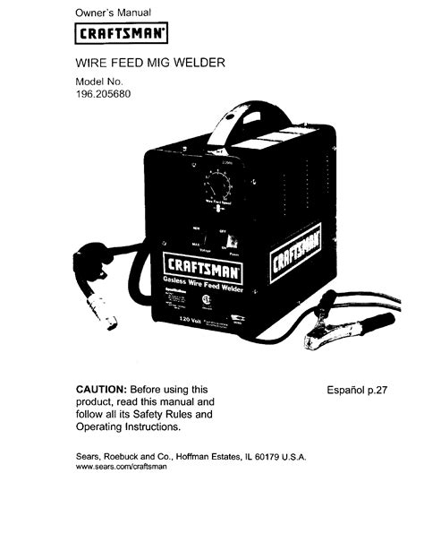 Craftsman 196205680 User Manual Mig Welder Manuals And Guides L0405223