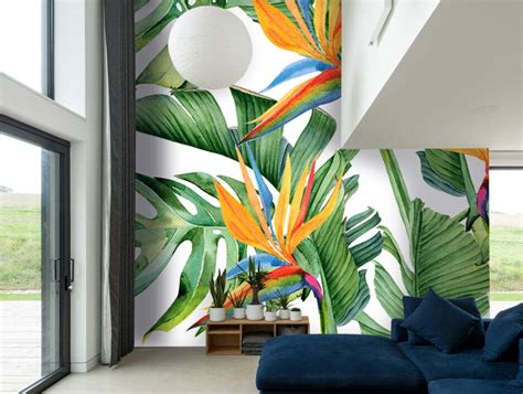 Tropical Flowers wall mural - Nouqoush