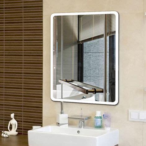 Miroir De Salle De Bain LED Angle Arrondi 8060CM4mm Design Moderne