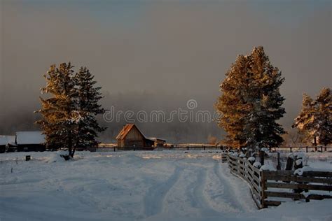 Winter Sunrise in the Altai Mountains Stock Photo - Image of road ...