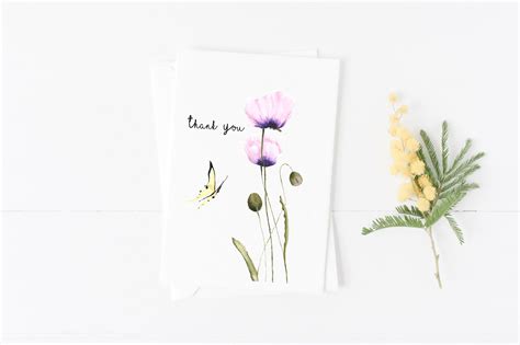 Pink Poppy Thank You Note Cards Chandler Strange