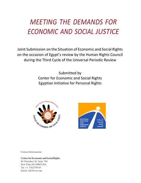 Meeting The Demands For Economic And Social Justice Joint Submission