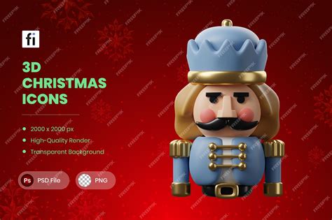 Premium PSD | 3d christmas illustration nutcracker doll