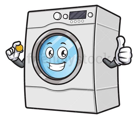 Washing Machine Holding Coin Cartoon Clipart Vector - FriendlyStock