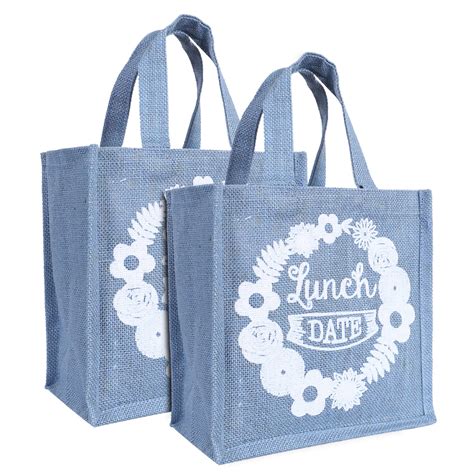 Kuber Industries Lunch Bagreusable Jute Fabric Tote Baglunch Date