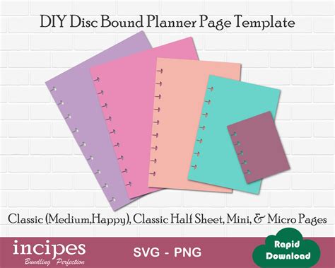 DIY Disc Bound Planner Page Templates Classic Page Classic Etsy