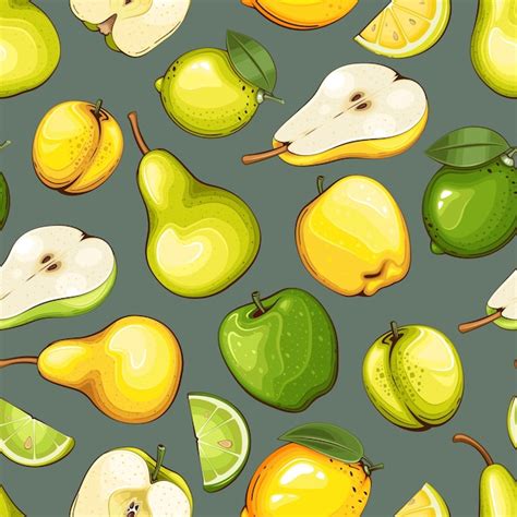 Premium Vector Seamless Pattern With Fresh Fruits Seamless Pattern