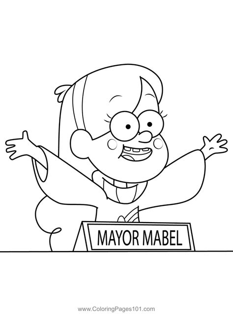 Mabel Pines Mayor Gravity Falls Coloring Page For Kids Free Gravity