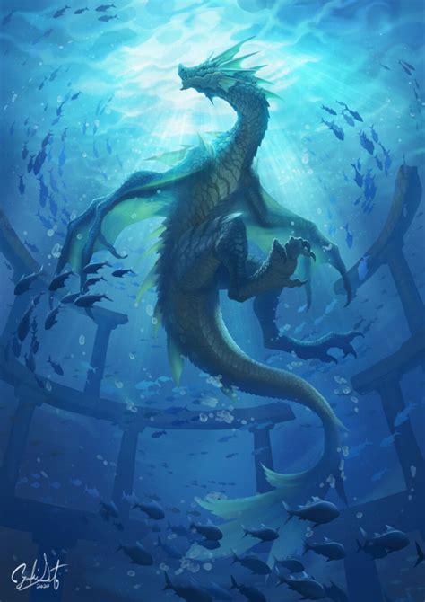 Sea Serpent, Yuki Sato | Sea creatures art, Fantasy creatures art ...