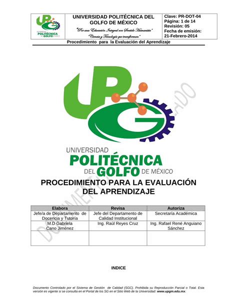 Pdf Procedimiento Para La Evaluaci N Del Aprendizajeupdelgolfo Mx