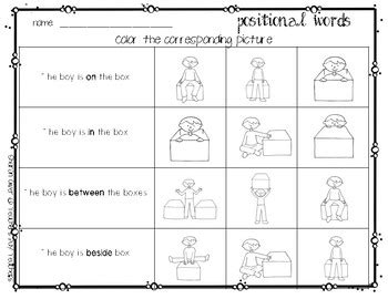 Positional Words Freebie By Just So Sharon Oliver Tpt