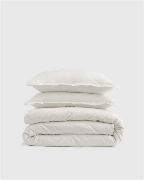 European Linen Double Embroidered Edge Duvet Cover Set