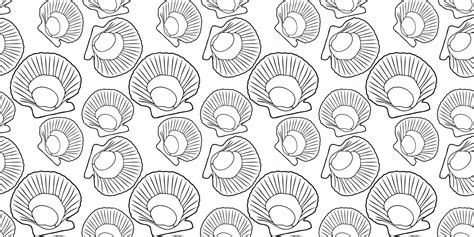 Premium Vector | Open fresh scallop in shell seamless pattern. hand ...