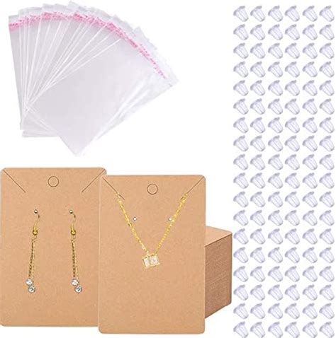 Earring Cards Set 100 Pcs Paper Earring Display Cards With 100 Pcs Self