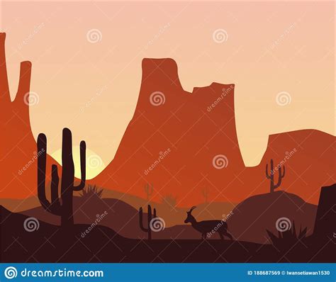 Deserto Paisagístico Plano Animal Ilustração do Vetor Ilustração